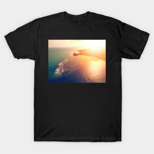 Aerial view of sunset over emerald tropical sea T-Shirt
